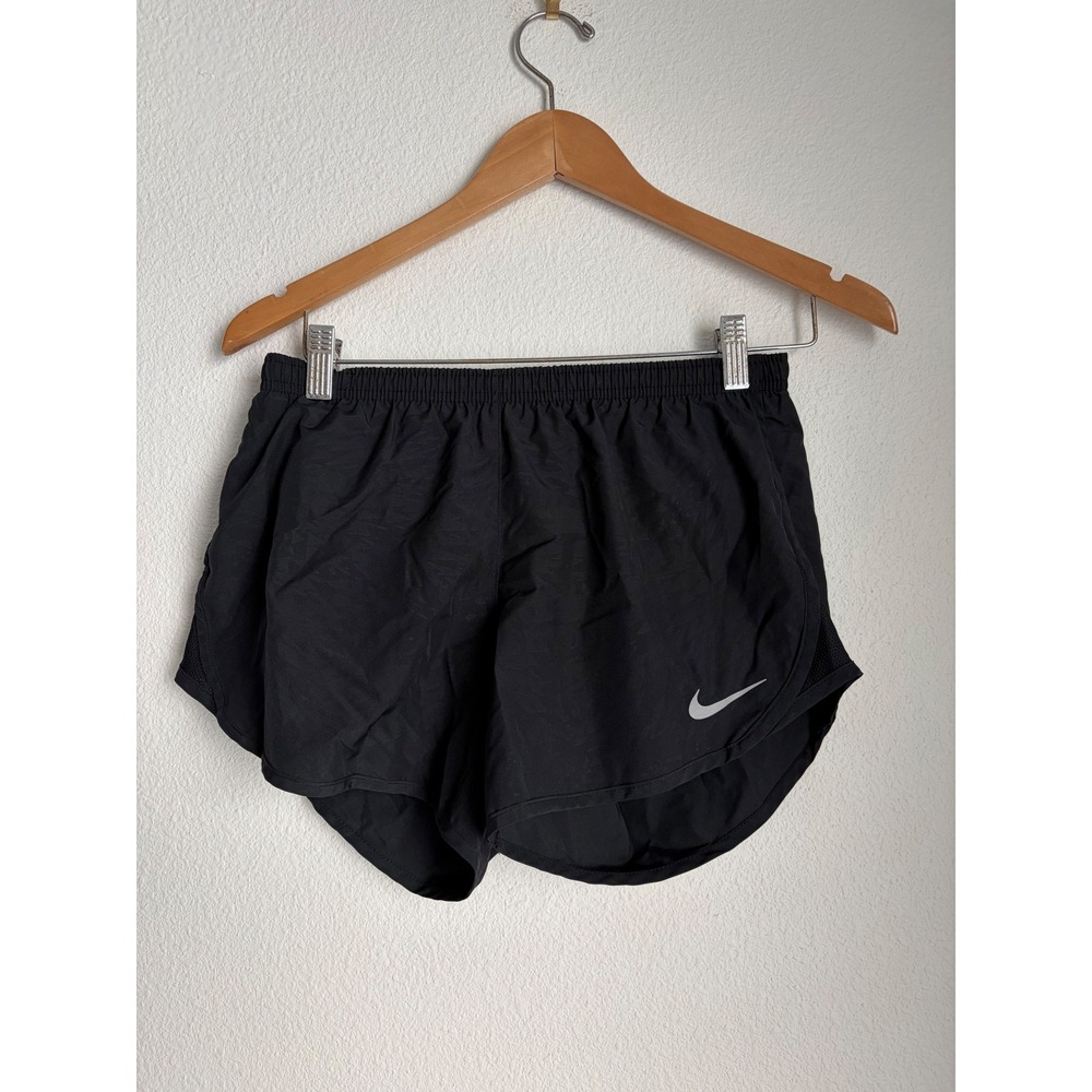Nike Dri-FIT Womens Black Patterned Running Shorts Zipper Pocket Size S